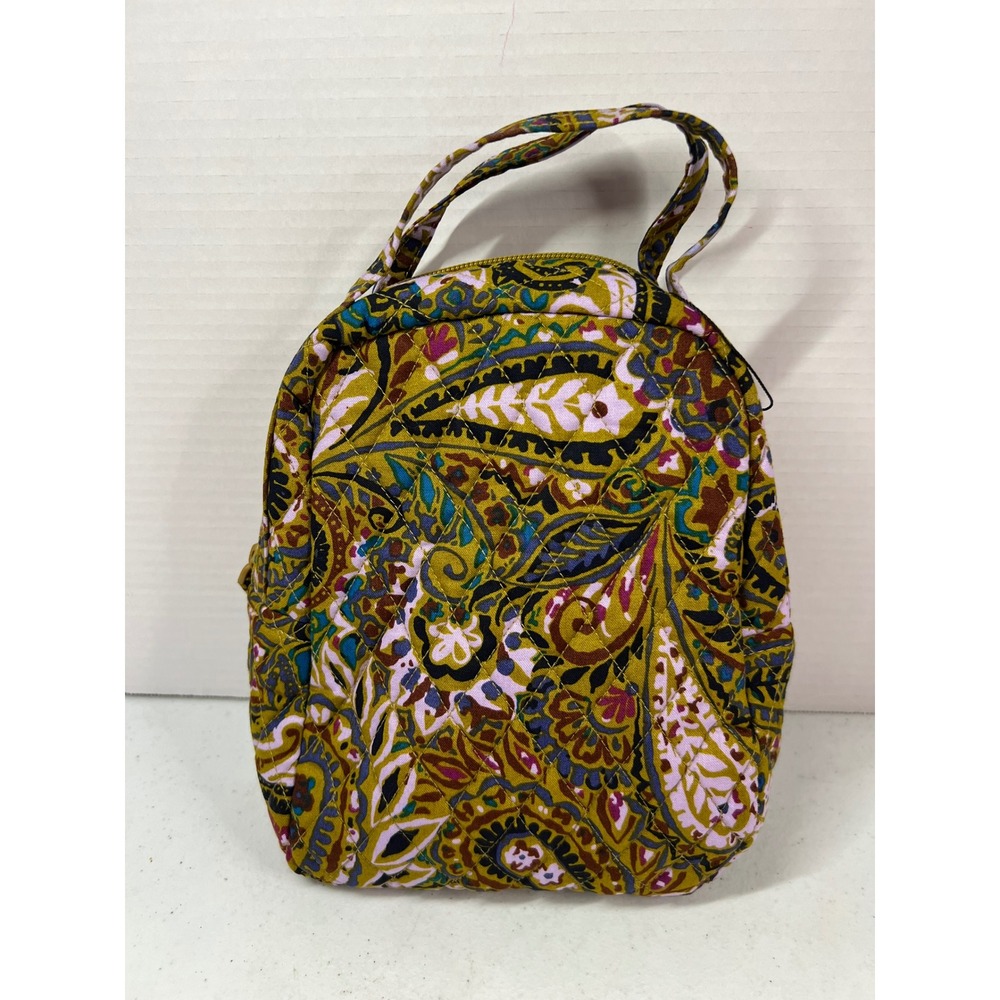 Vera Bradley Quilted Paisley Lunch Bag Insulated Cooler Mustard Purple